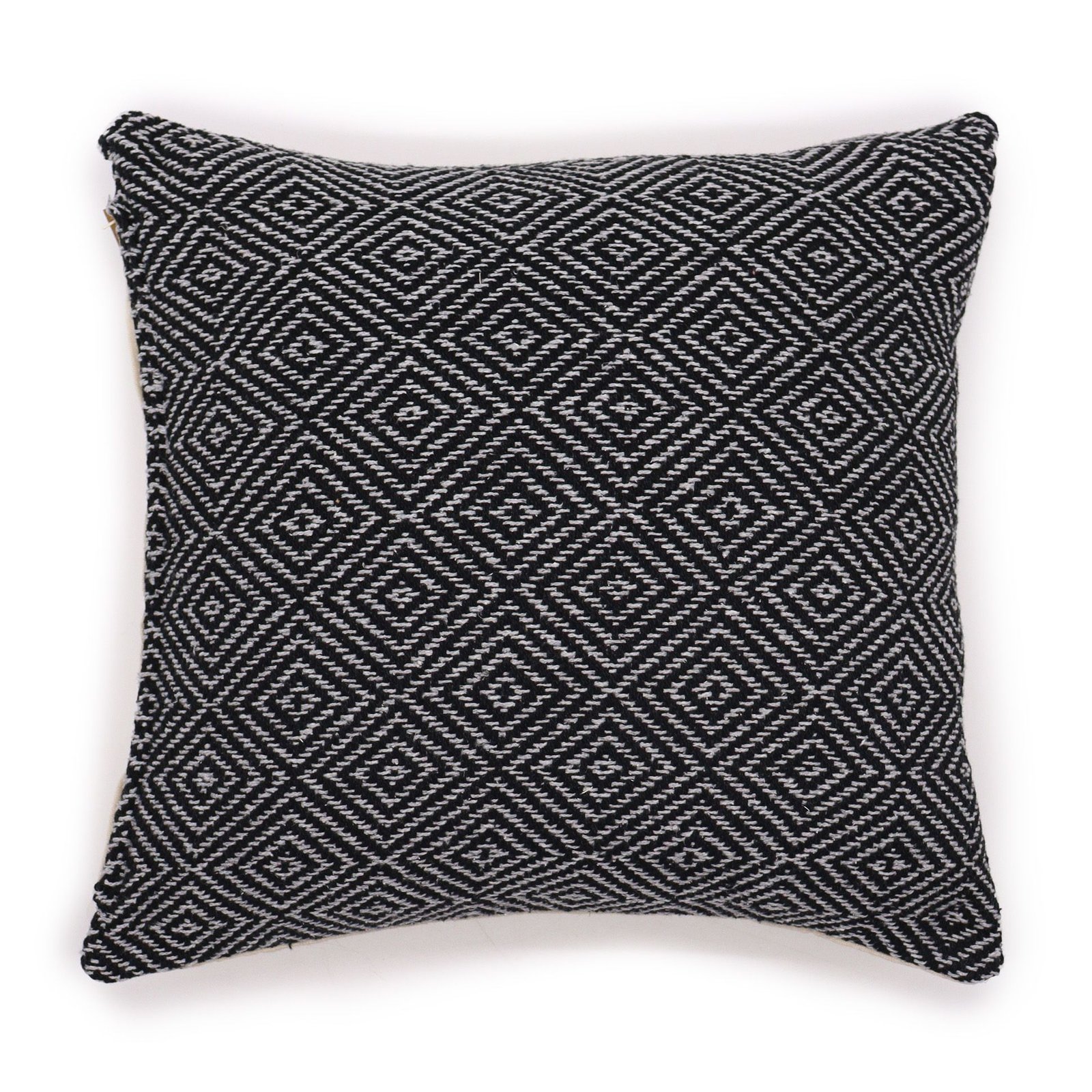 black patterned cushion cover maze weave woven cotton texture