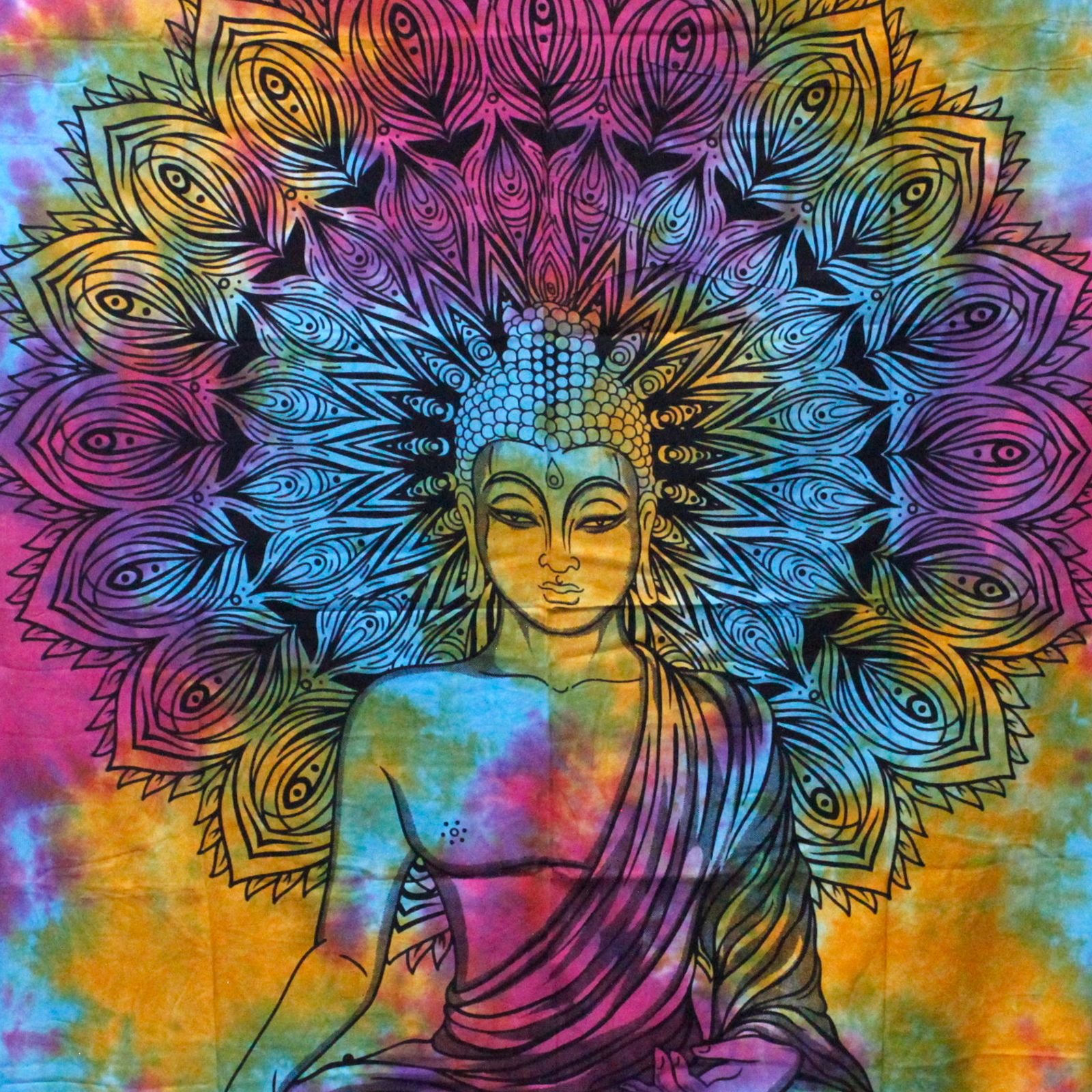 indian tapestry peaceful buddha design cotton single bed