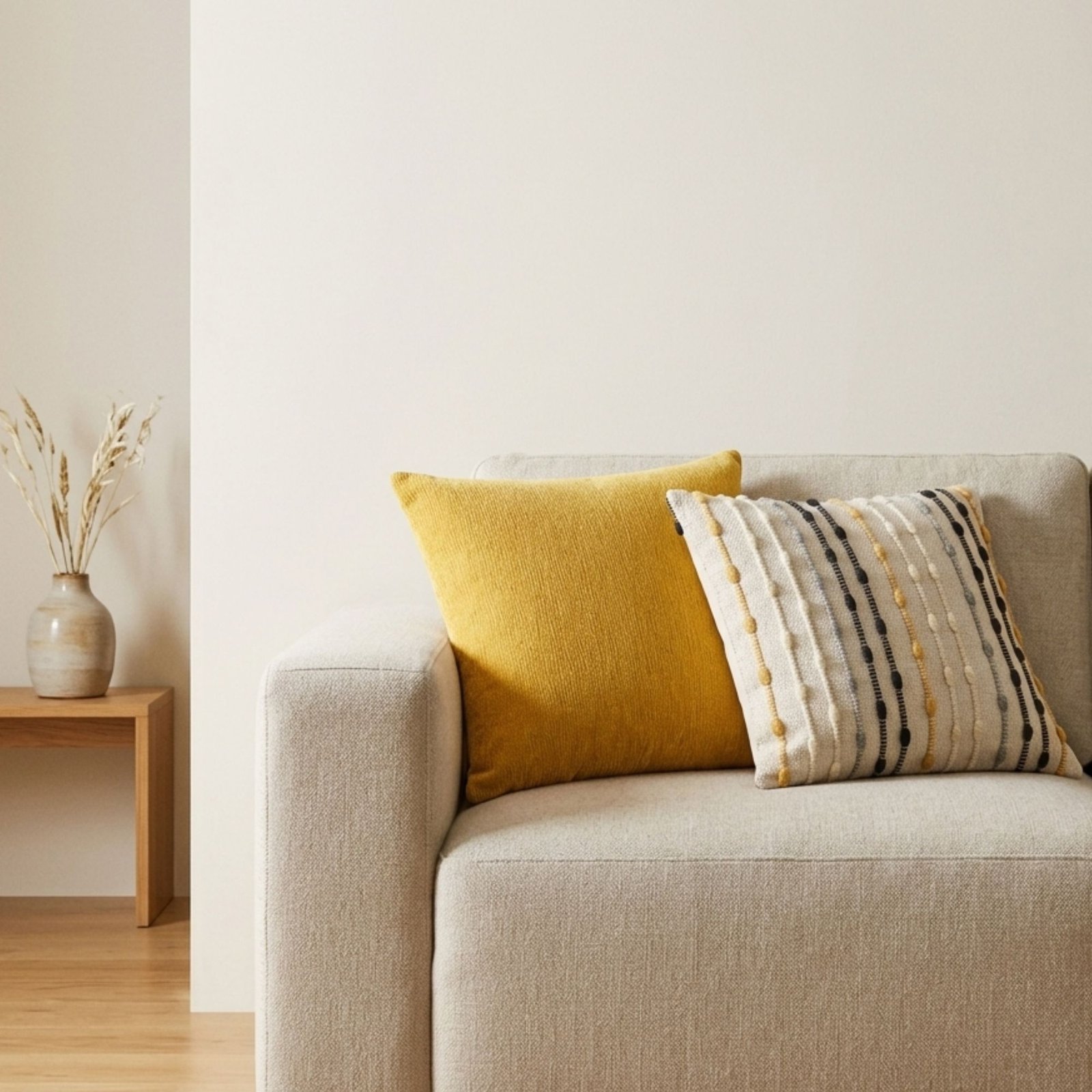 marigold cushion cover loom-woven texture warm gold tone