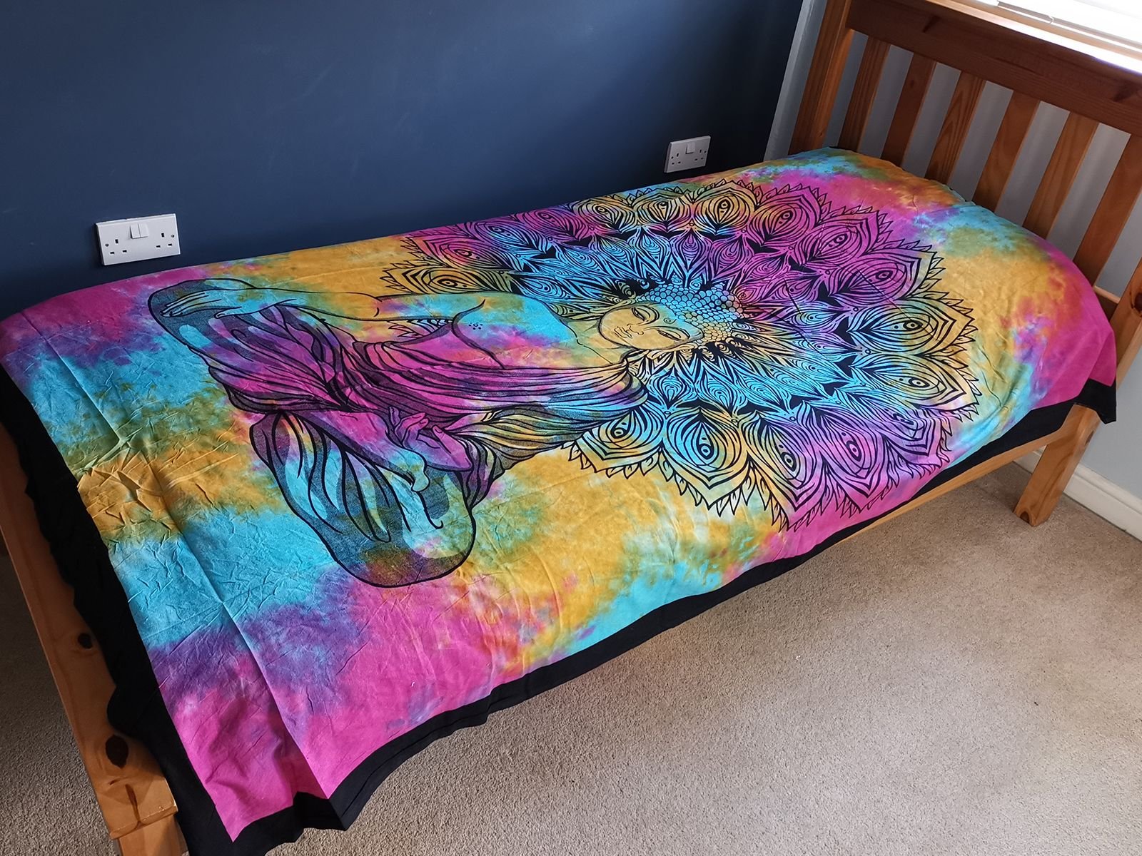 meditation buddha tapestry cotton single bed hand printed