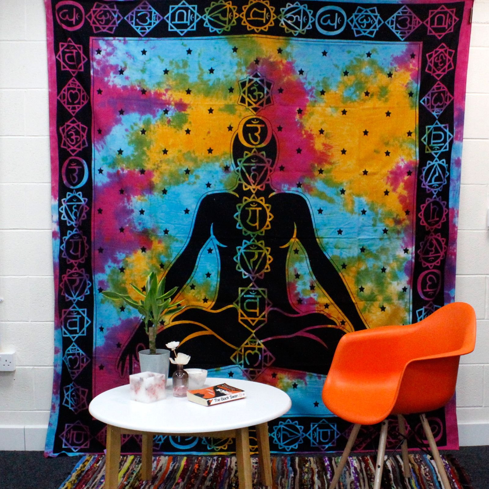chakra buddha cotton bedspread double bed hand printed