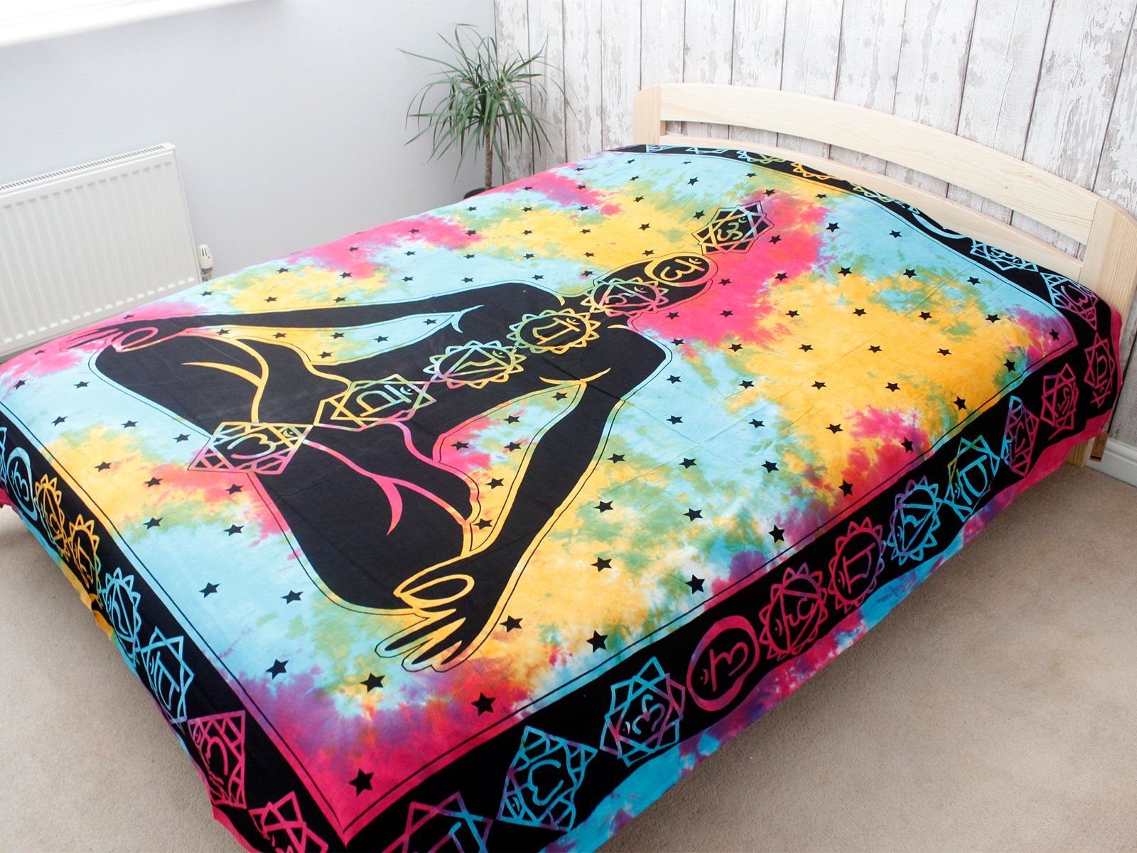 chakra buddha cotton bedspread double bed hand printed