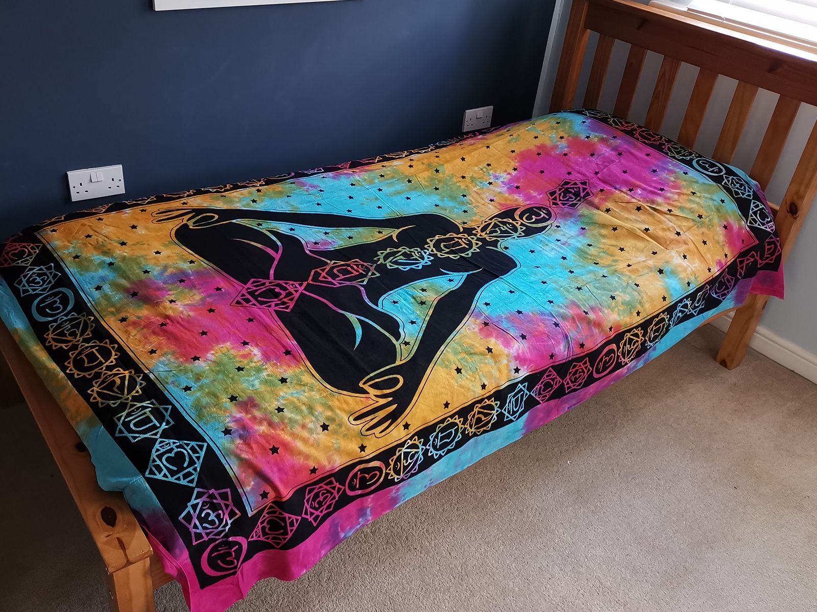 buddha wall hanging cotton chakra single bed print