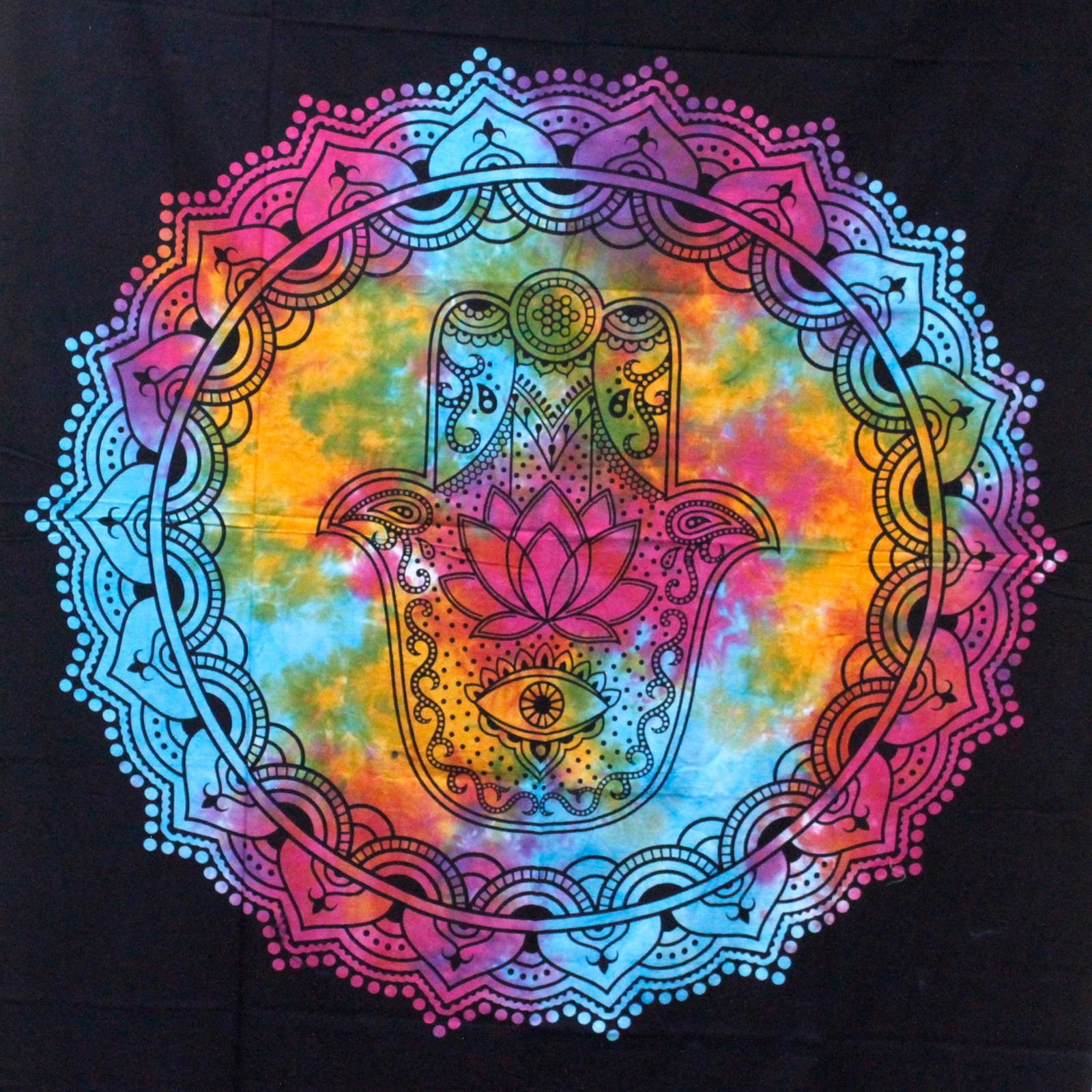 bedspread throw black hamsa design cotton single bed