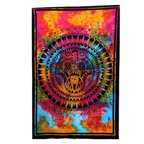 hamsa tapestry natural cotton single bed hand printed