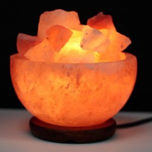 salt lamp bowl himalayan loose chunks wooden base